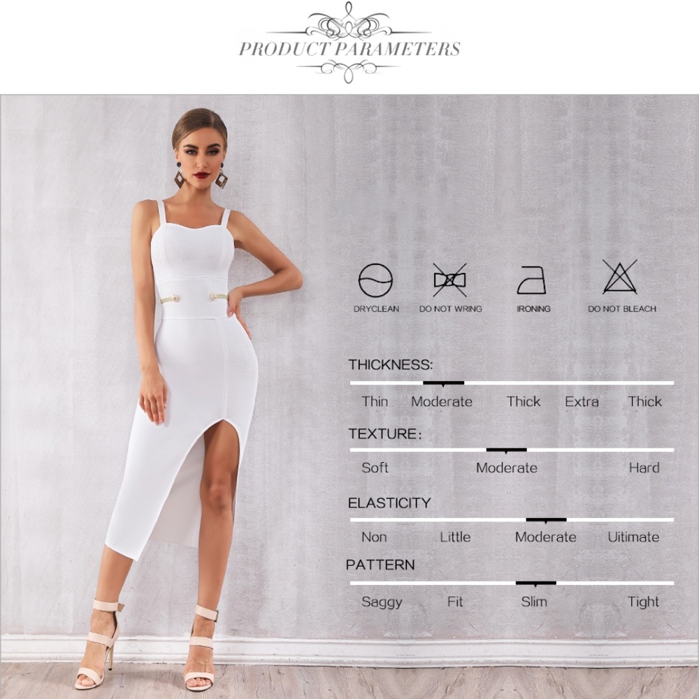 🎥 Bandage Embellished Bodycon Midi Dress in White - Picture 4 of 12